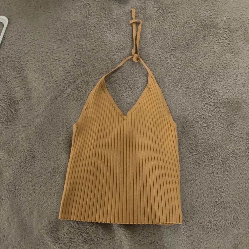Yellow open back tank top /crop top